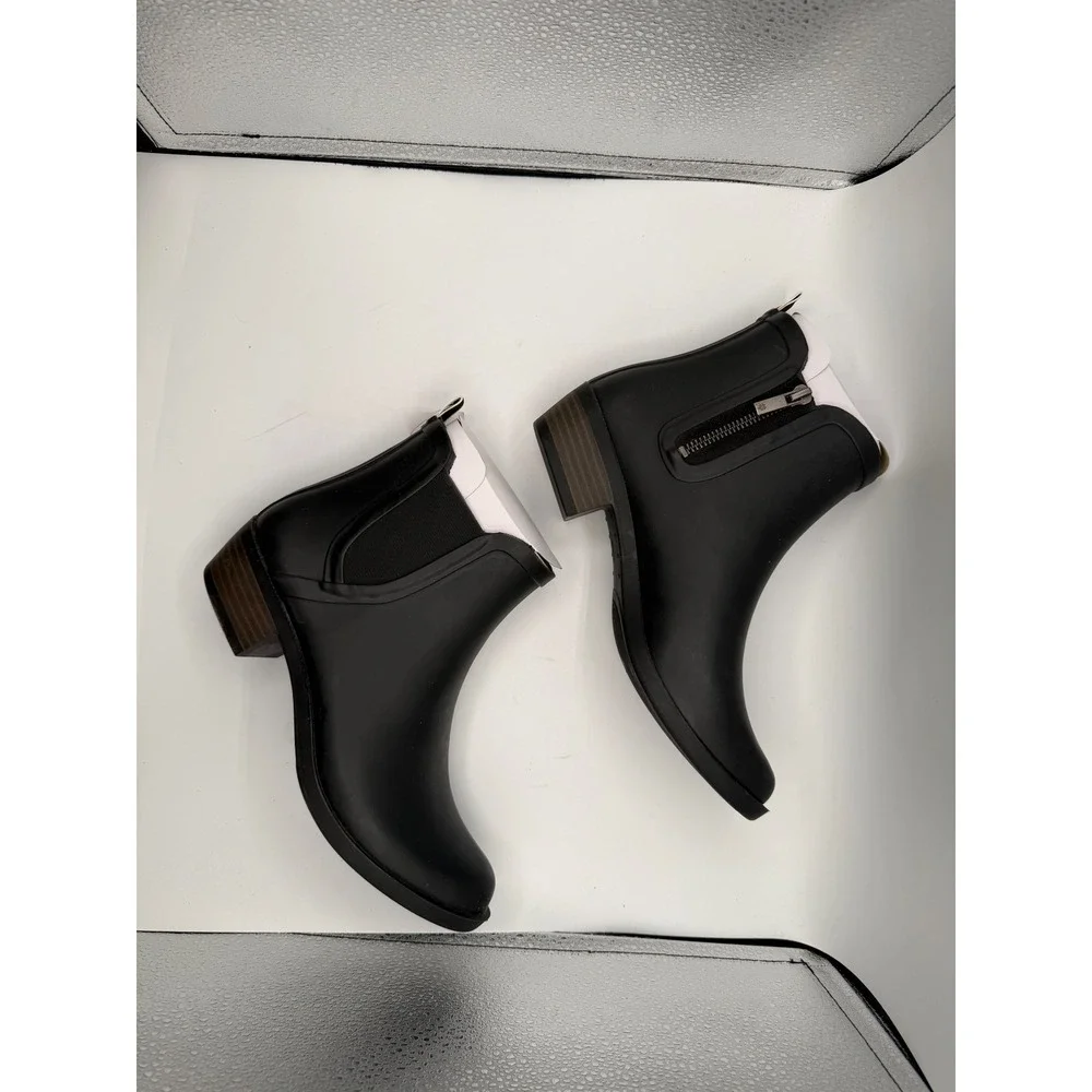 Lucky Brand Basel H2O Black Rubber Rain Ankle Boots womans‎ 9M LK-BASELH2O NEW